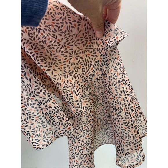 BCBGeneration Pink Cropped Long Tiered Ruffled Sleeveless Blouse Size L - Picture 5 of 10